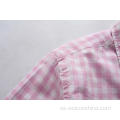 Bolsillos dobles masculinos camisas a cuadros de color blanco rosa